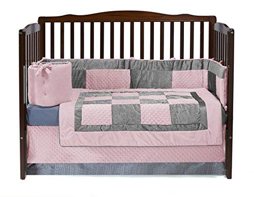 Baby Doll Bedding Croco Minky Crib Set, Pink/Grey