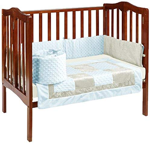 Baby Doll Bedding Croco Minky Mini Crib/Port-a-Crib Bedding, Blue/Ivory