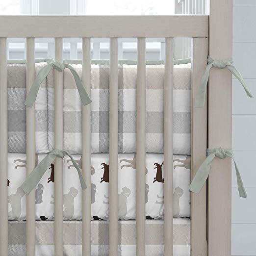 Carousel Designs Gray and Taupe Buffalo Check Crib Bumper