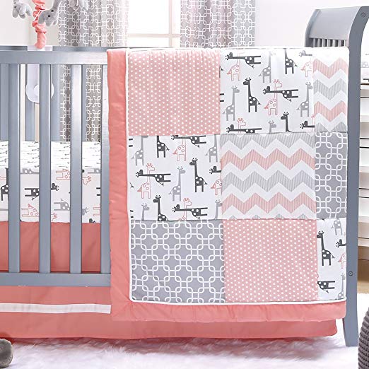 Uptown Girl Giraffe Patchwork 3 Piece Baby Crib Bedding Set by The Peanut Shell