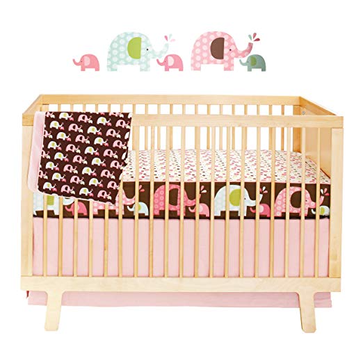 Skip Hop Complete Sheet 4 Piece Crib Bedding Sets, Pink Elephant (Discontinued by Manufacturer)