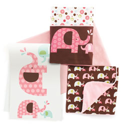 Skip Hop 4-Piece bumper-free Crib Bedding Set, Pink Elephant Product Shot