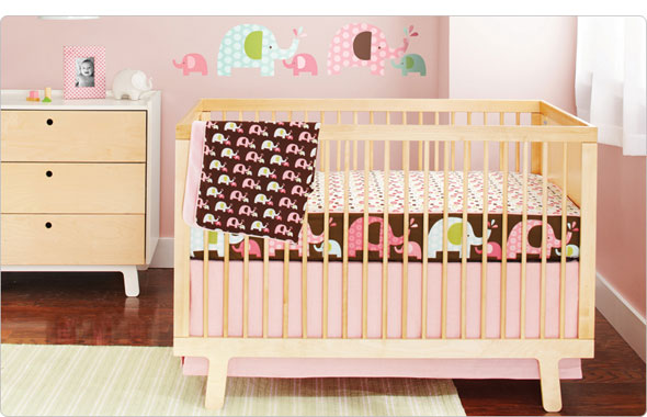 Skip Hop 4-Piece bumper-free Crib Bedding Set, Pink Elephant Product Shot