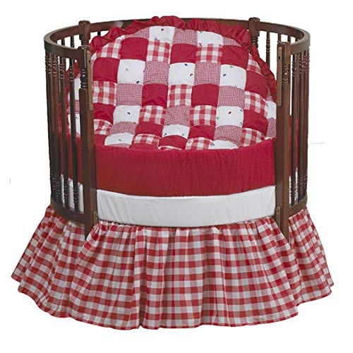 Babydoll Bright Red Patchwork Round Crib Bedding