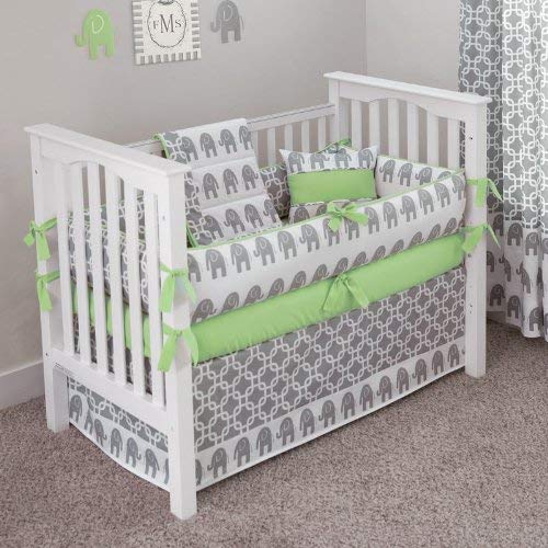 CUSTOM BOUTIQUE BABY BEDDING - Ele Green - 5 Pc Crib Bedding Set