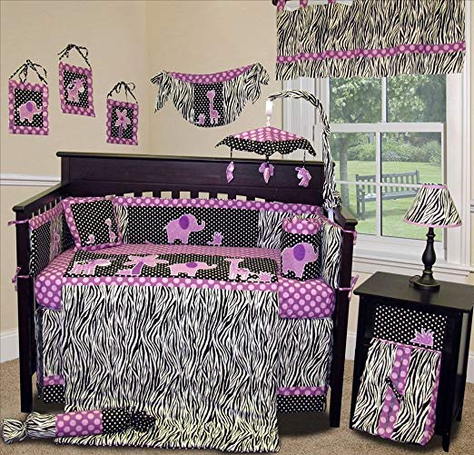 SISI Baby Girl Boutique - Animal Planet Purple - 15 PCS Crib Bedding Set