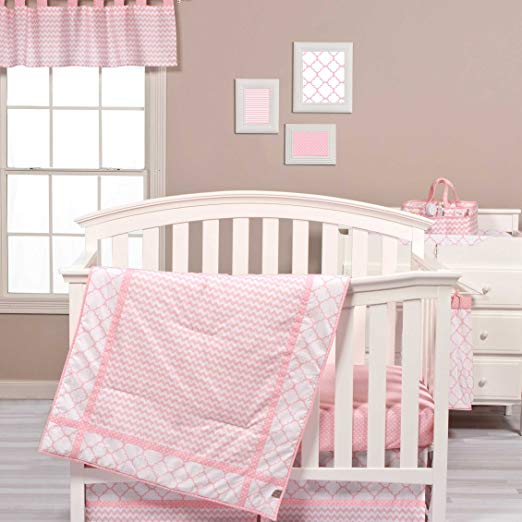 Pink Sky 4 Piece Baby Crib Bedding Set with Bumper by trend Lab