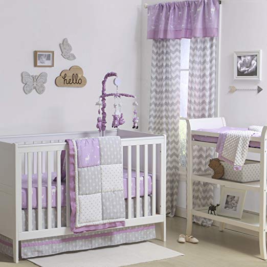 Wild & Free Patchwork Pink/Purple Crib Bedding - 11 Piece Sleep Essentials Set