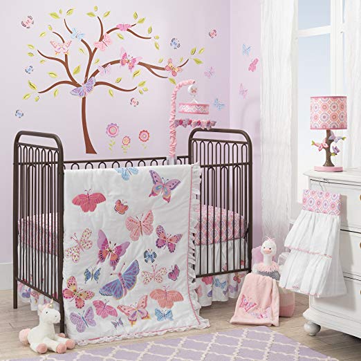 Lambs & Ivy Butterfly Garden 8-Piece Nursery to Go Crib Bedding Set