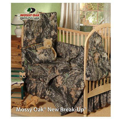 Mossy Oak New Break Up Camo - 5 Piece Crib Set includes (Crib Fitted Sheet, Crib Bumper Pad, Crib Headboard Pad, Crib Comforter, and Crib Diaper Stacker)- Save Big By Bundling!