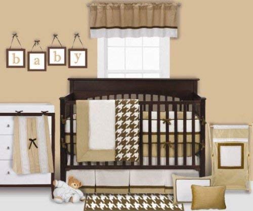 Bacati - Metro Khaki and Chocolate 6pc Crib Set W/o Bumper