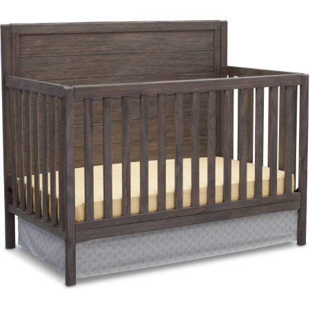 Delta Children 4 in 1 Convertible Nursery Crib with Strong and Sturdy Built, Converts into Toddler Bed, Daybed and Full Size Bed, Rustic Gray