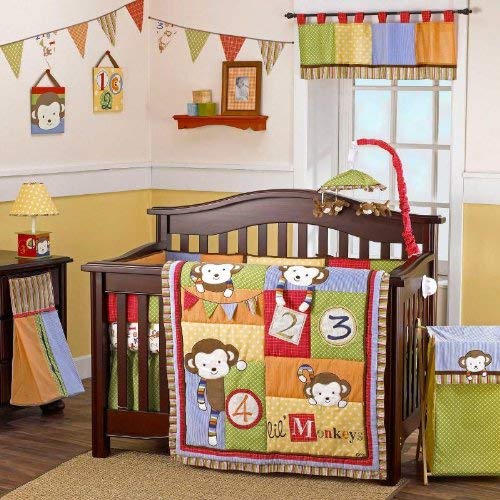 4 Lil' Monkeys 6 Piece Infant to Toddler Crib Bedding Set by Cocalo