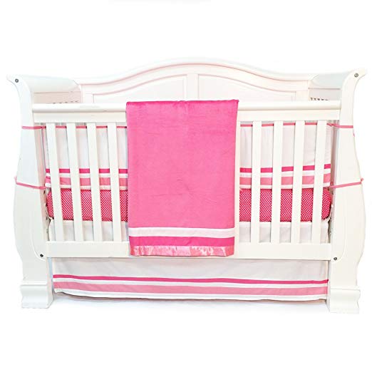 One Grace Place Simplicity Infant Crib Bedding Set, Hot Pink/White, 4 Piece