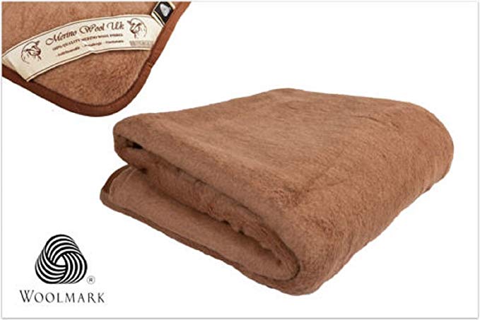 Woolmark certified !! Cover Pad Reversible BABY Mattress Topper + CORNER STRAPS Warm 100% Merino Wool CAMEL Underblanket cot bed sheet 55