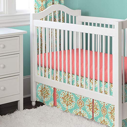 Carousel Designs Coral and Aqua Medallion 2-Piece Crib Bedding Set