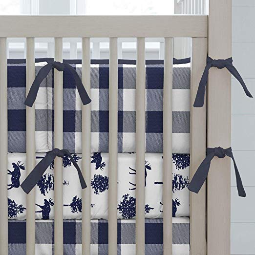 Carousel Designs Navy Buffalo Check Crib Bumper