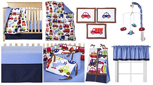 Transportation Multicolor 10 pc Crib Set