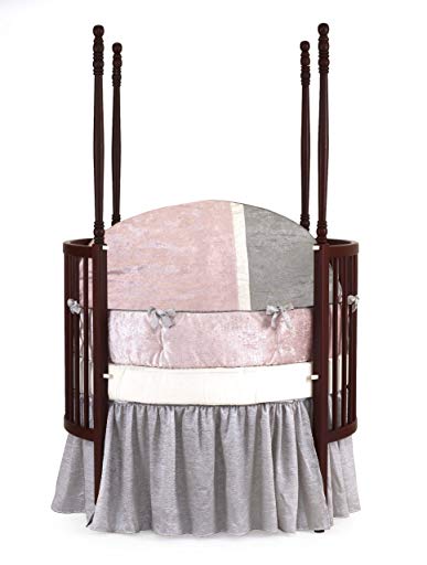 Baby Doll Bedding Round Crib Bedding Set, Pink, 4 Piece