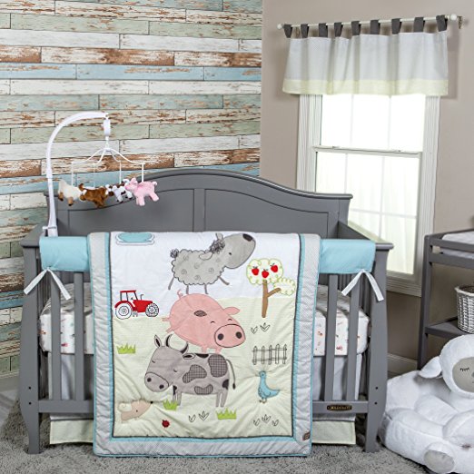 Trend Lab Farm Stack 4 Piece Crib Bedding Set, Multi