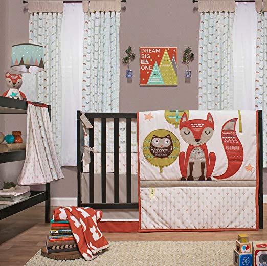 Clever Fox 5 Piece Baby Crib Bedding Set with Bumper by Little Haven