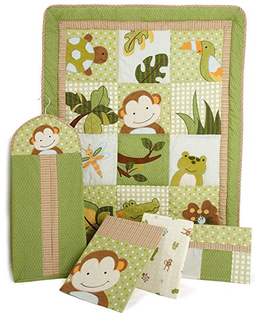 Lambs & Ivy Papagayo 5 Piece Crib Bedding Set, Green