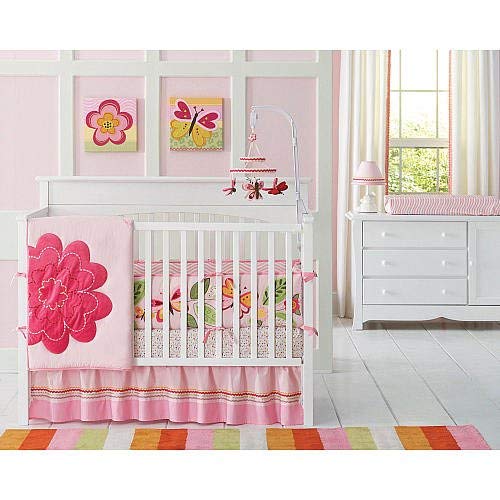 Amy Coe Bloom 4 Pc Crib Bedding SET -Flower Butterfly