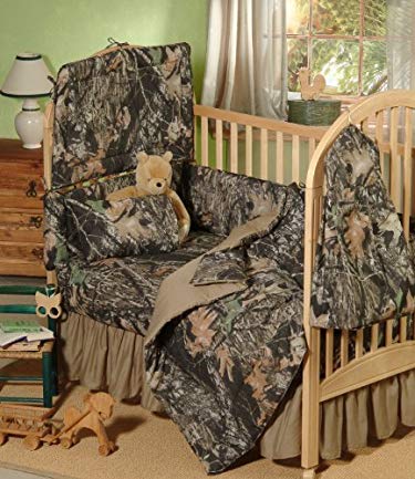 Mossy Oak New Break Up Camo 4 Piece Crib Set and a Set of two (2) Valances includes (Crib Fitted Sheet, Crib Bumper Pad, Crib Headboard Pad, Crib Comforter and a Set of (2) two Valances)- Save Big By Bundling!